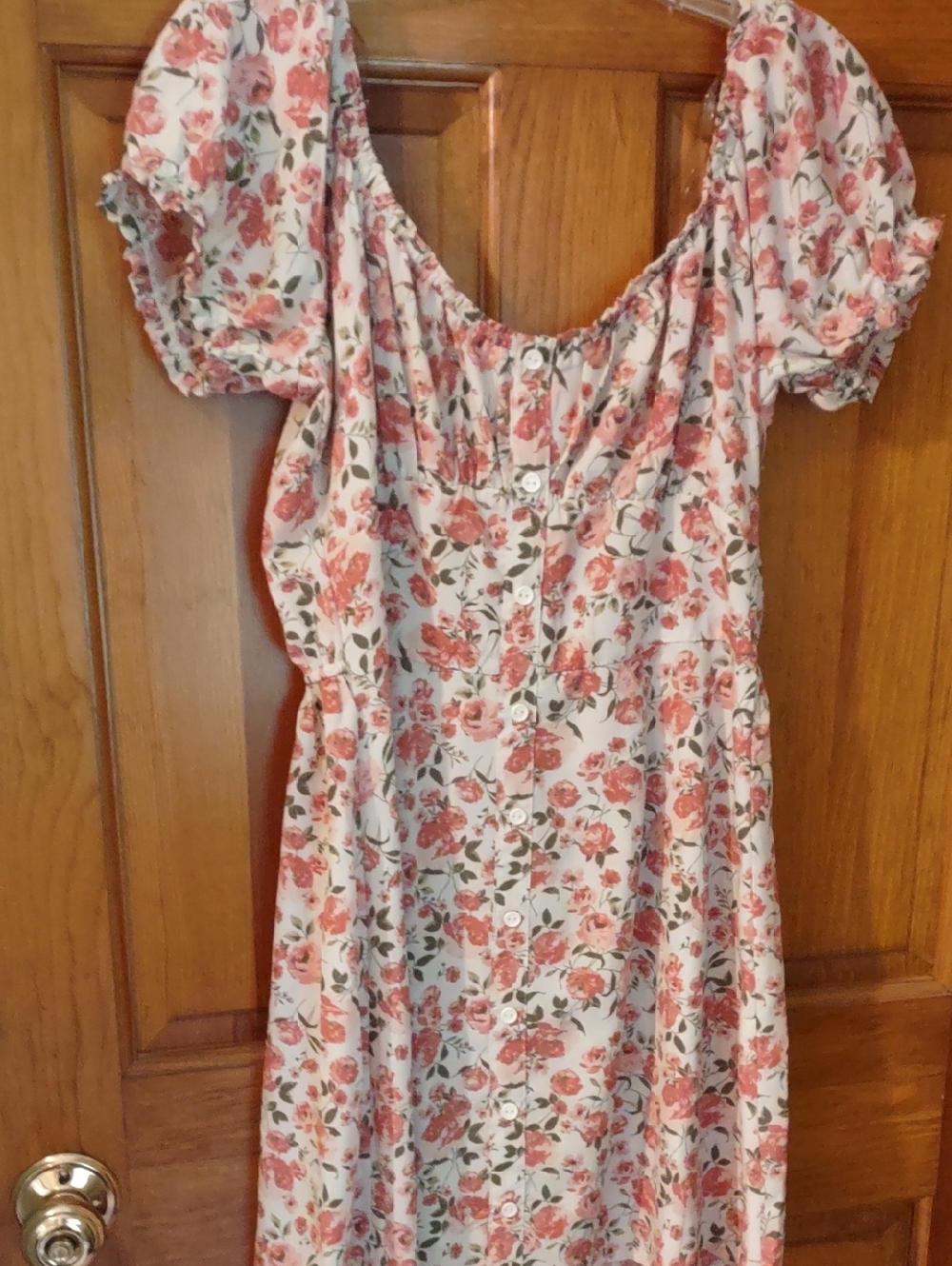 Floral Button-Front Mini Dress in Rose Print